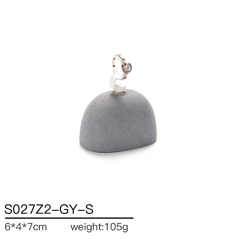 S027 Gray DIGU Handmade Microfiber Ring Bracelet Necklace Earring Holder Stand Jewelry Display Set
