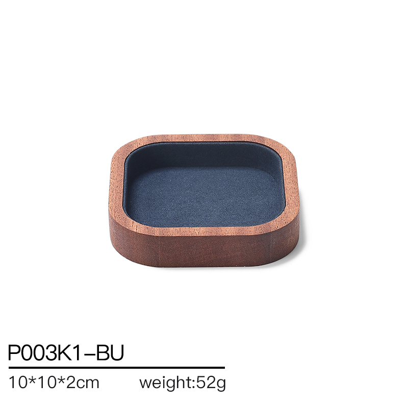 S019 Blue DIGU Handmade Customization Solid Wood Microfiber Jewelry Display Set