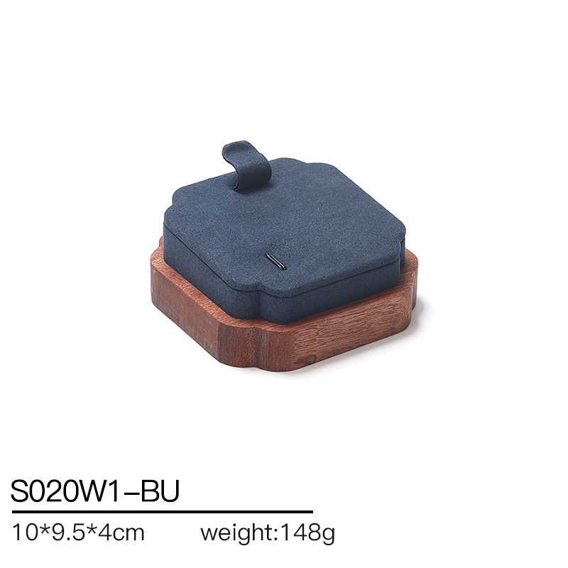 S020 Blue DIGU Luxury Wood with Microfiber Jewelry Stand Display Set