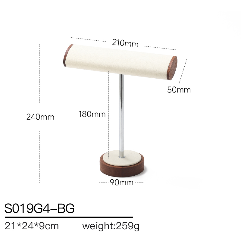 S019 Beige DIGU Handmade Microfiber Jewelry Display Set For Necklace Earring Bracelet Ring