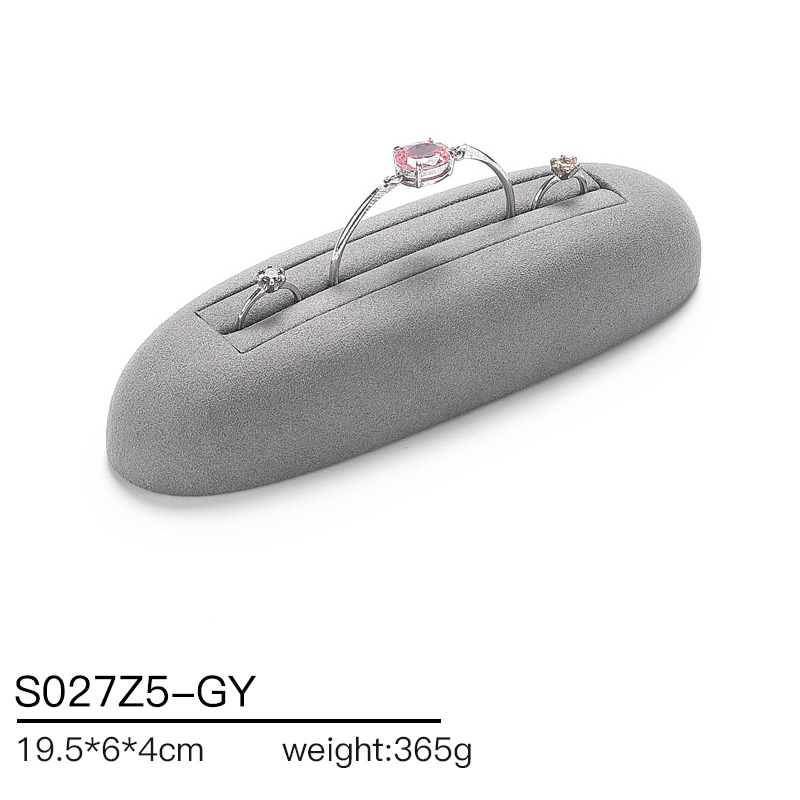 S027 Gray DIGU Handmade Microfiber Ring Bracelet Necklace Earring Holder Stand Jewelry Display Set