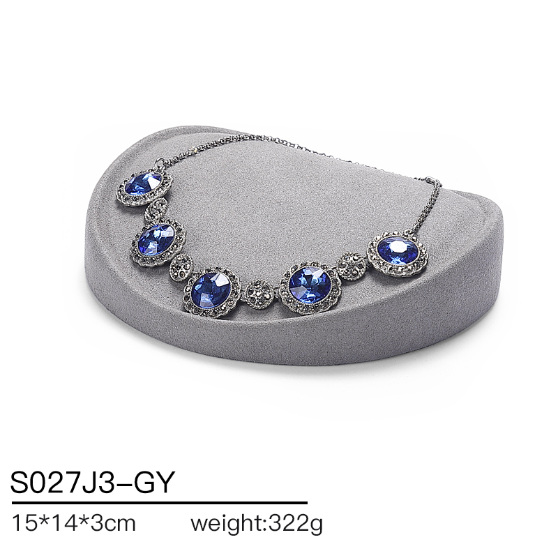 S027 Gray DIGU Handmade Microfiber Ring Bracelet Necklace Earring Holder Stand Jewelry Display Set