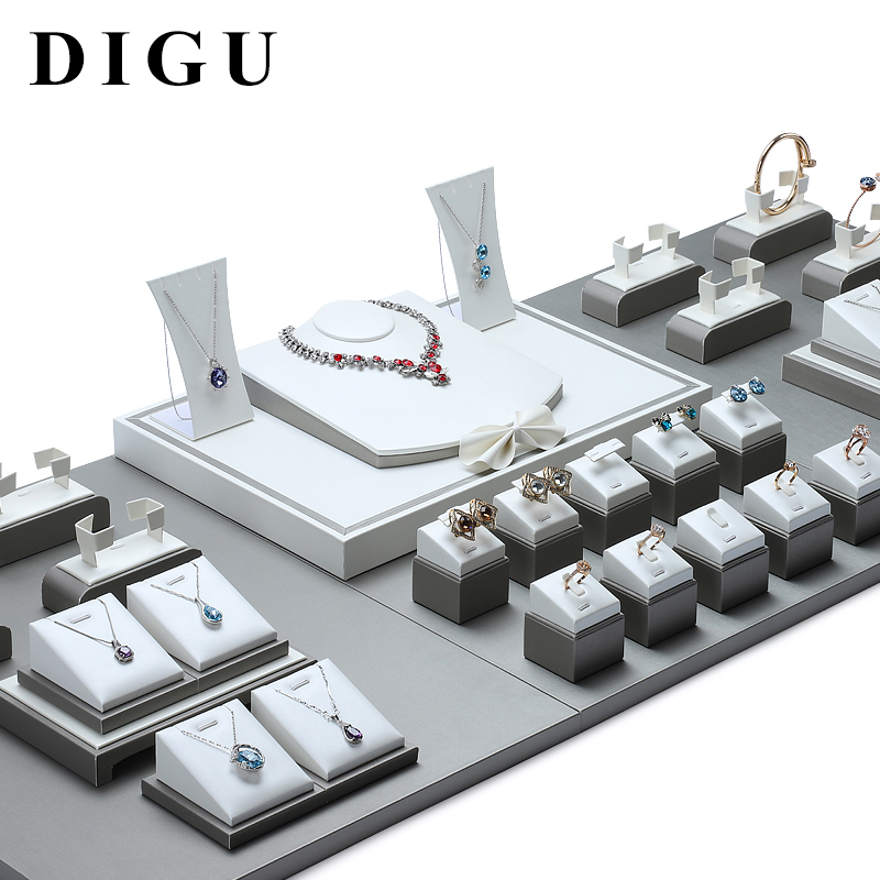 S030 DIGU Handmade Custom PU Leather Jewelry Display Set for Ring Bracelet Necklace Earring