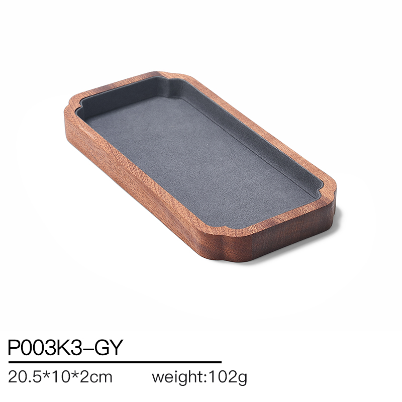 S020 Gray DIGU High Quality Solid Wood with Microfiber Bracelet Earring Necklace Jewelry Display Set