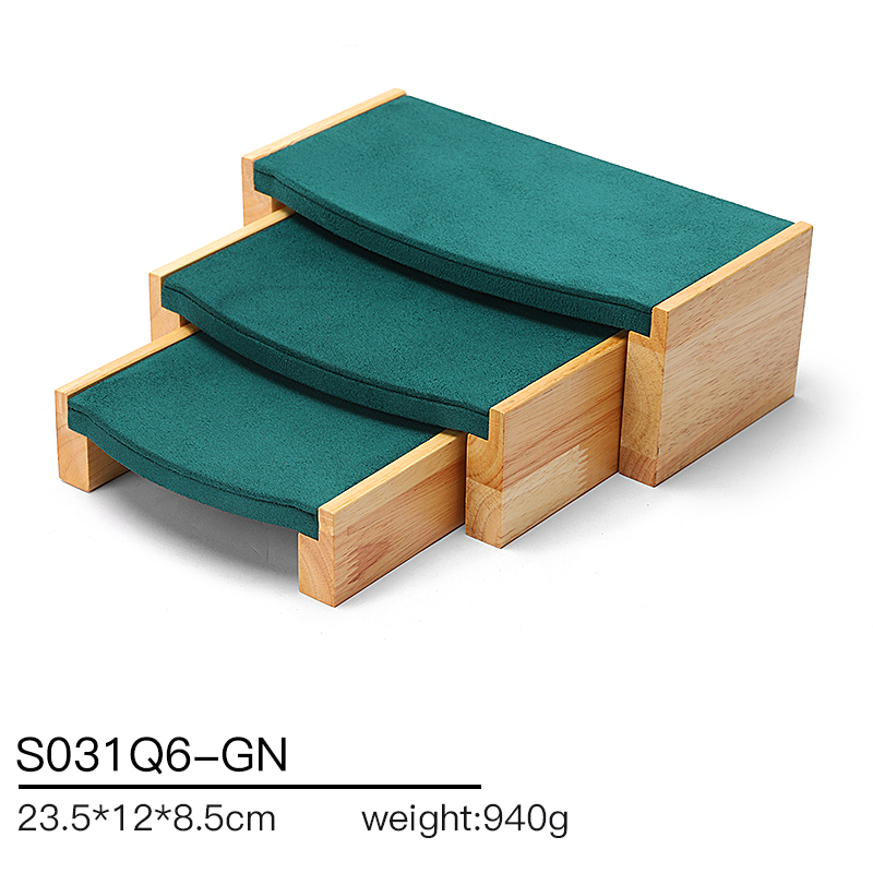 S031 DIGU Jewelry display props made of suede and rubber wood
