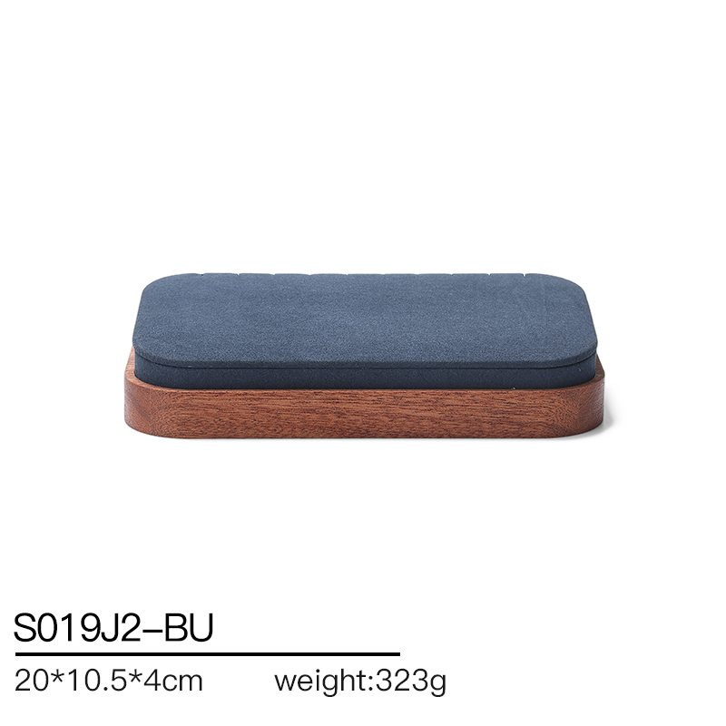 S019 Blue DIGU Handmade Customization Solid Wood Microfiber Jewelry Display Set