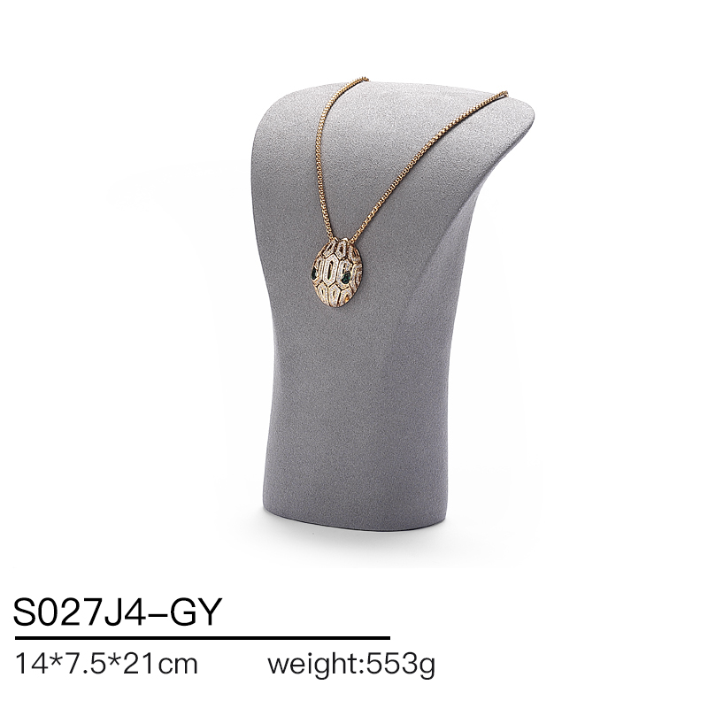 S027 Gray DIGU Handmade Microfiber Ring Bracelet Necklace Earring Holder Stand Jewelry Display Set