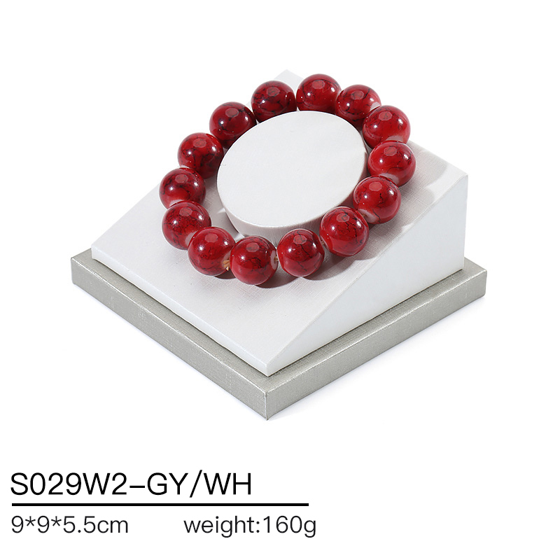 S029 DIGU PU Leather Ring Bracelet Chain Jewelry Display Stand Set