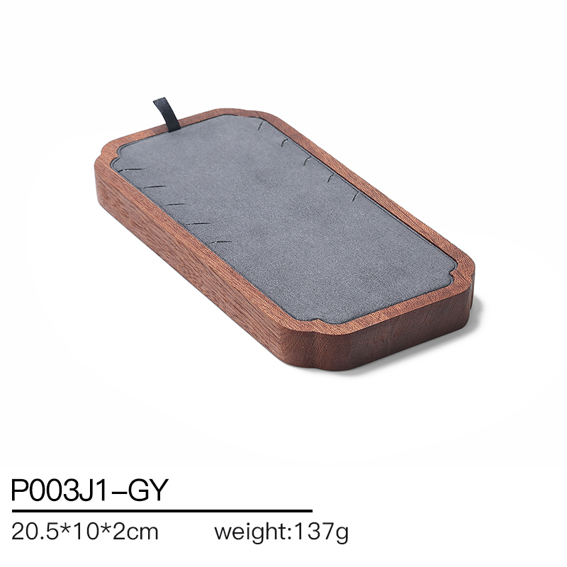 S020 Gray DIGU High Quality Solid Wood with Microfiber Bracelet Earring Necklace Jewelry Display Set