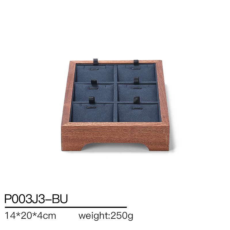 S019 Blue DIGU Handmade Customization Solid Wood Microfiber Jewelry Display Set