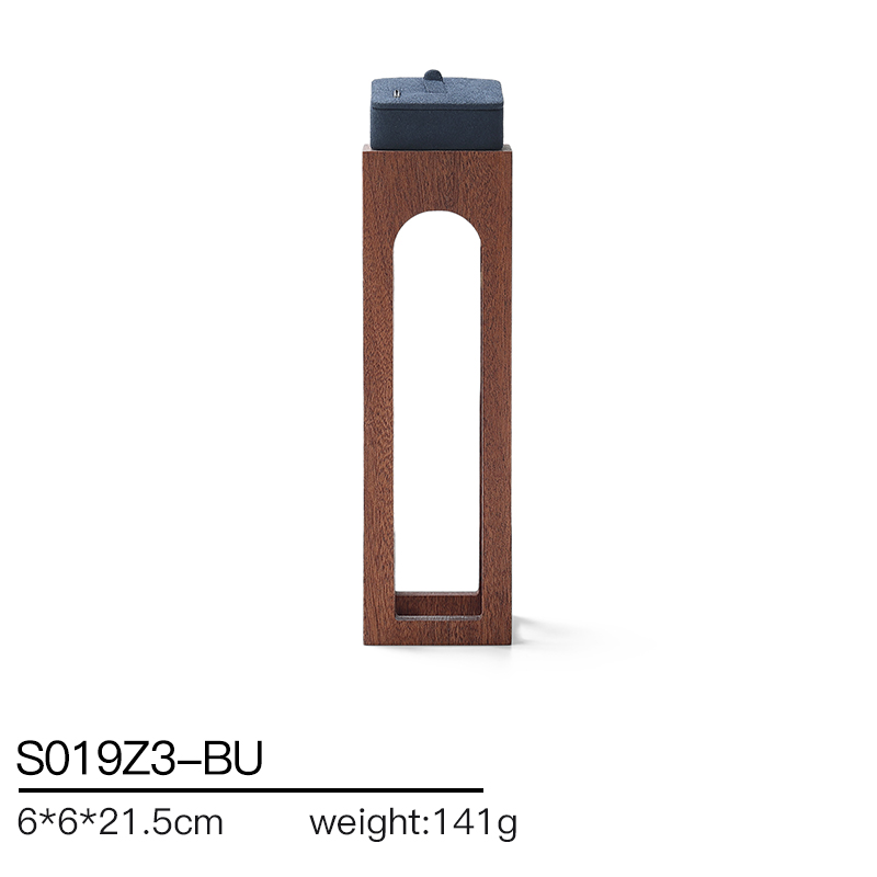 S019 Blue DIGU Handmade Customization Solid Wood Microfiber Jewelry Display Set