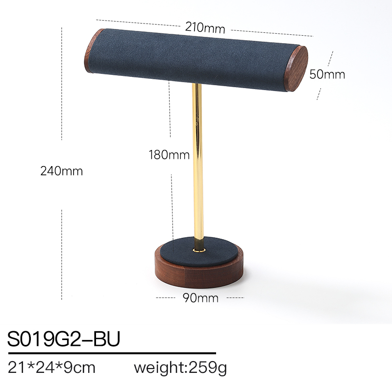 S019 Blue DIGU Handmade Customization Solid Wood Microfiber Jewelry Display Set