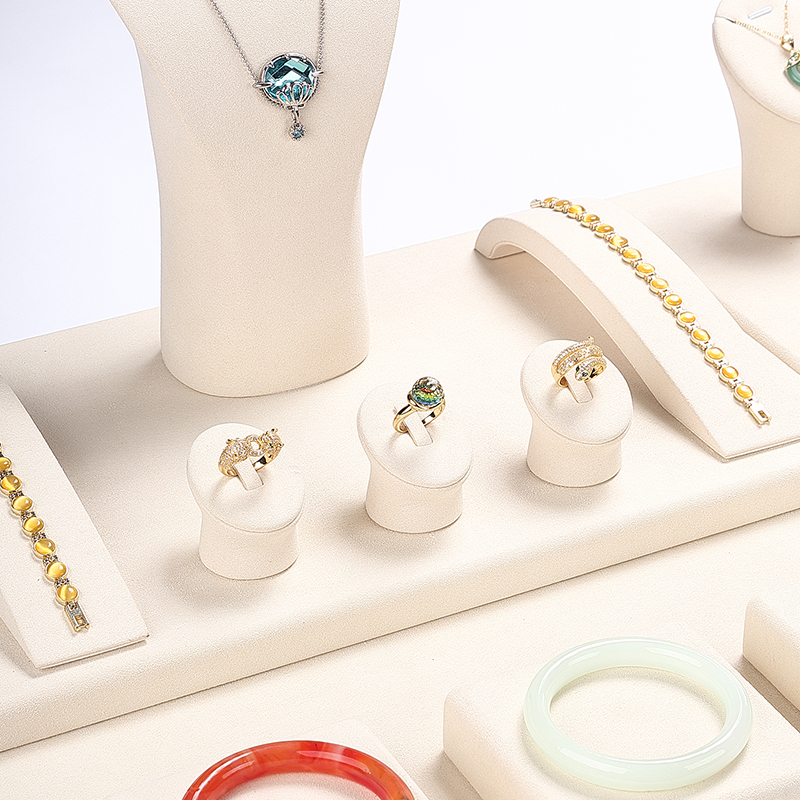 S027 Beige DIGU Luxury Microfiber Jewelry Display Set
