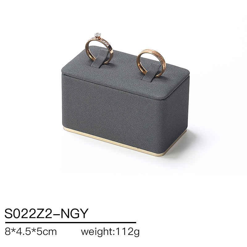 S022 Dark grey DIGU PU Leather Plastic with Metal Luxury Jewelry Display Set for Rings Earrings Necklace
