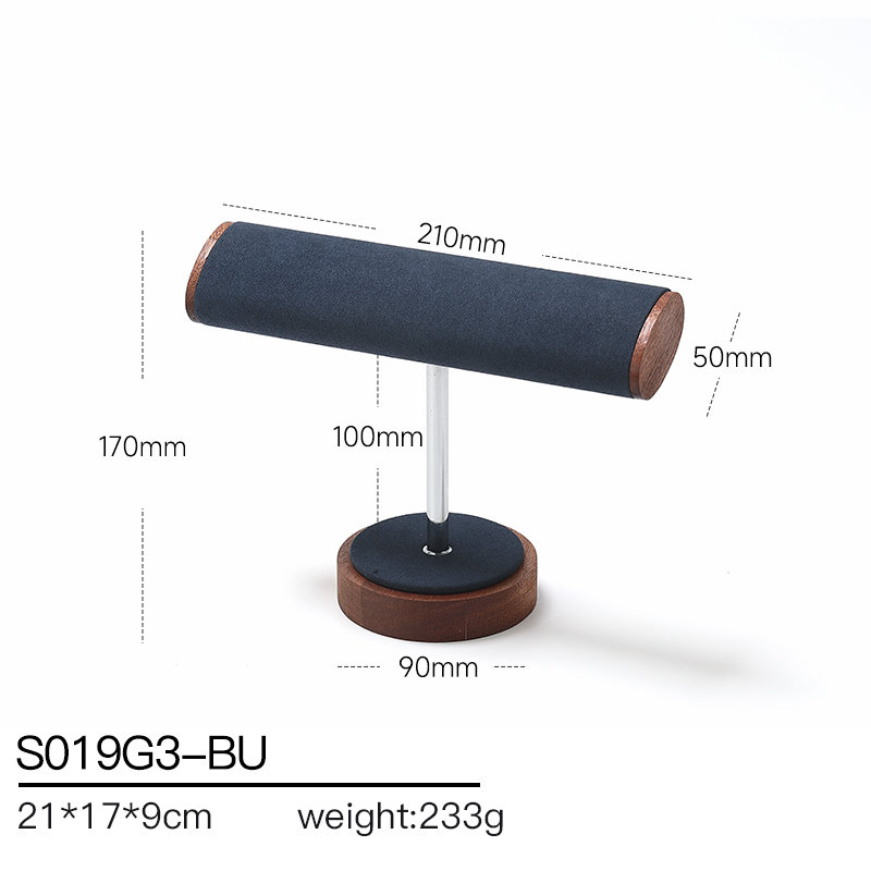 S019 Blue DIGU Handmade Customization Solid Wood Microfiber Jewelry Display Set