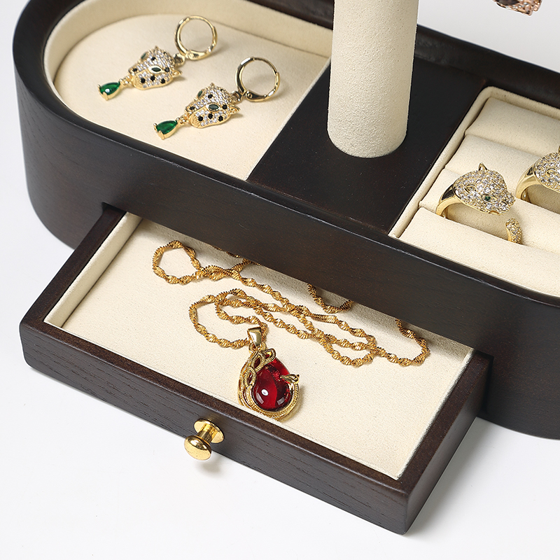 S021 DIGU Wholesale Solid Wooden and Microfiber Bangle Bracelet Watch Chain Jewelry DIsplay Rack