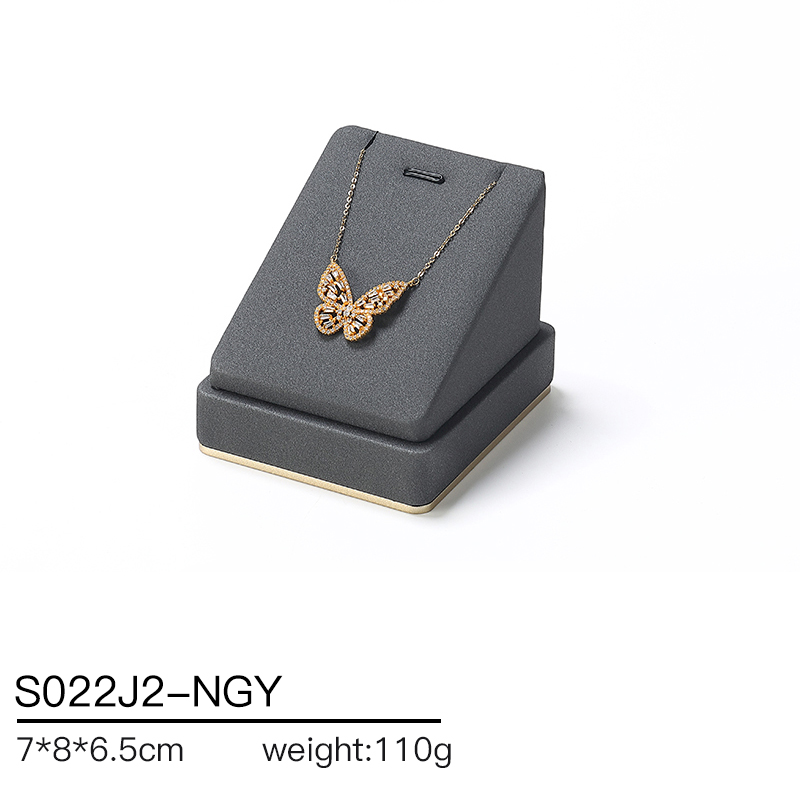 S022 Dark grey DIGU PU Leather Plastic with Metal Luxury Jewelry Display Set for Rings Earrings Necklace