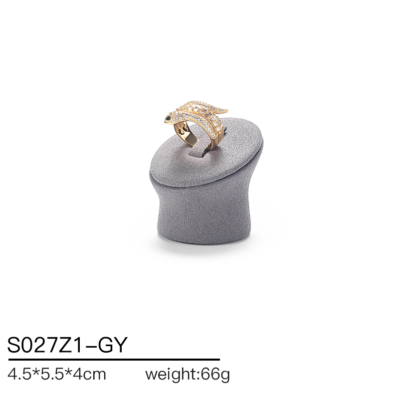 S027 Gray DIGU Handmade Microfiber Ring Bracelet Necklace Earring Holder Stand Jewelry Display Set
