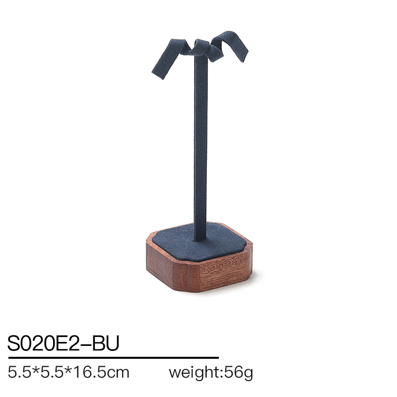 S020 Blue DIGU Luxury Wood with Microfiber Jewelry Stand Display Set
