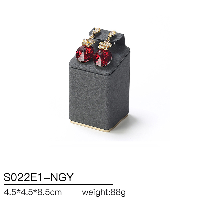 S022 Dark grey DIGU PU Leather Plastic with Metal Luxury Jewelry Display Set for Rings Earrings Necklace