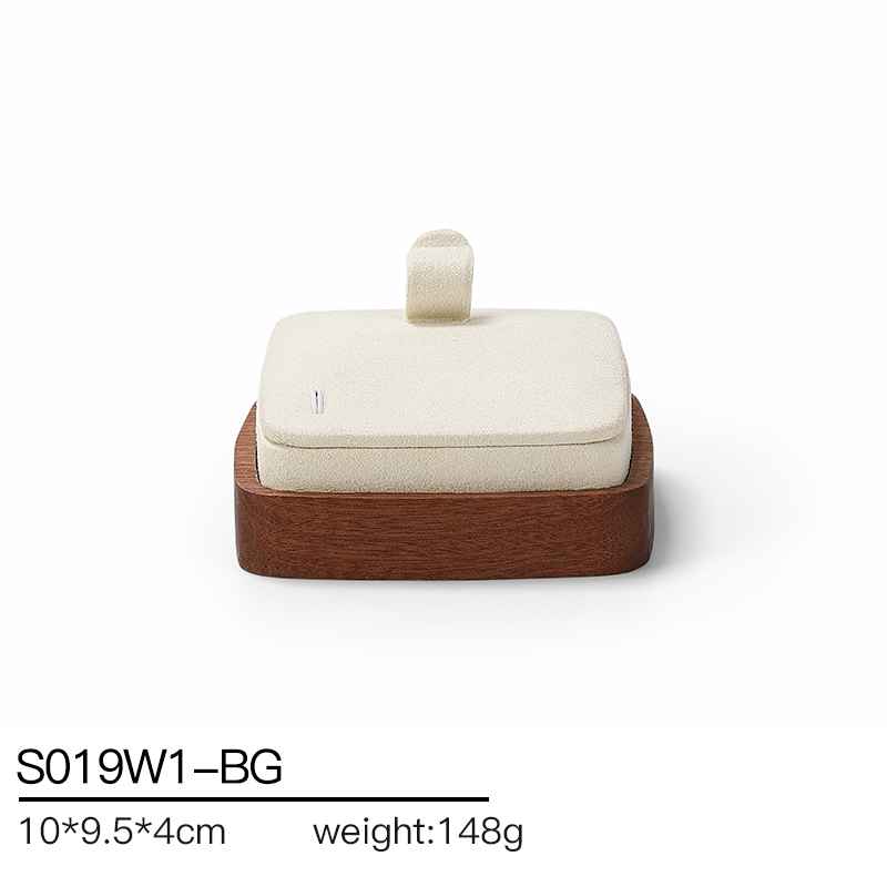 S019 Beige DIGU Handmade Microfiber Jewelry Display Set For Necklace Earring Bracelet Ring