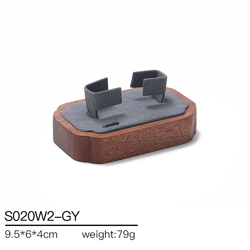 S020 Gray DIGU High Quality Solid Wood with Microfiber Bracelet Earring Necklace Jewelry Display Set