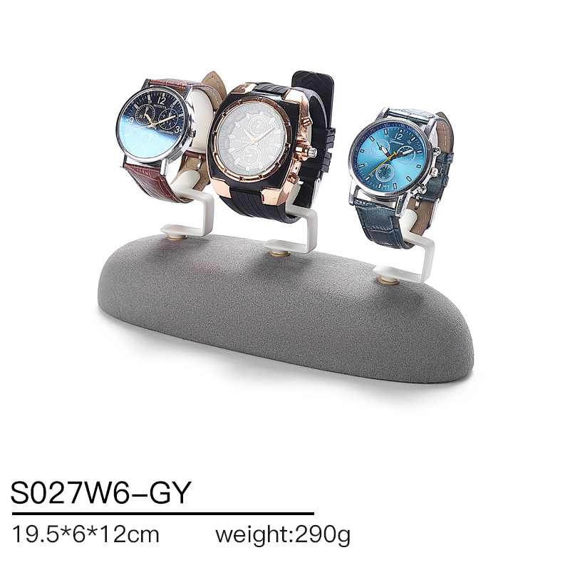 S027 Gray DIGU Handmade Microfiber Ring Bracelet Necklace Earring Holder Stand Jewelry Display Set