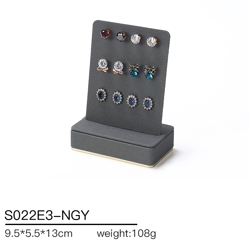 S022 Dark grey DIGU PU Leather Plastic with Metal Luxury Jewelry Display Set for Rings Earrings Necklace