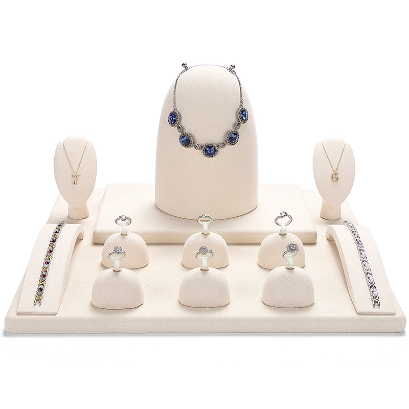 S027 Beige DIGU Luxury Microfiber Jewelry Display Set