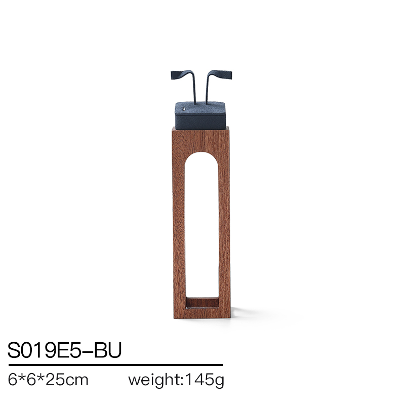 S019 Blue DIGU Handmade Customization Solid Wood Microfiber Jewelry Display Set