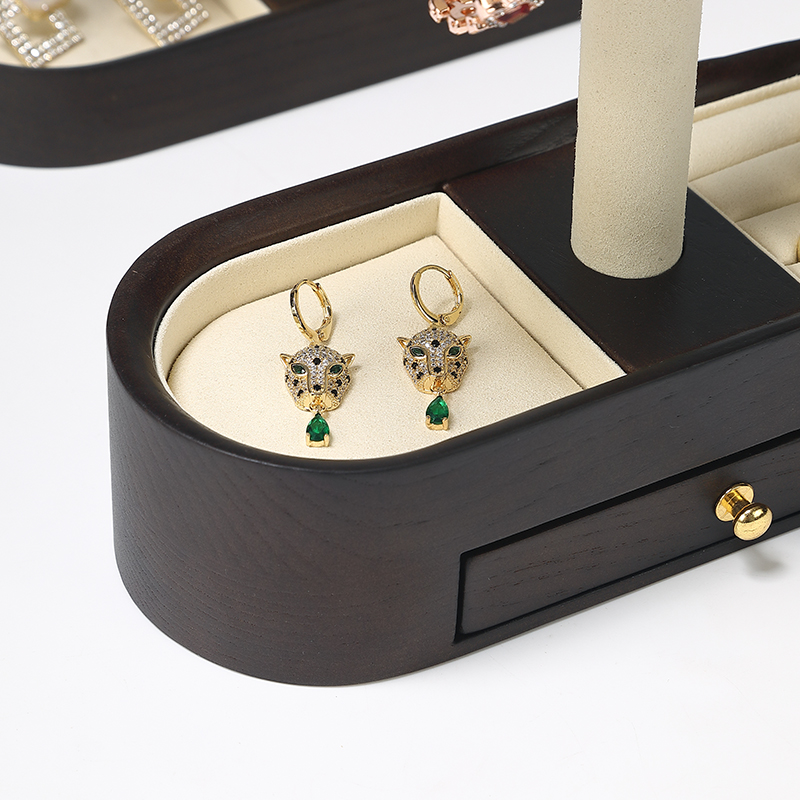 S021 DIGU Wholesale Solid Wooden and Microfiber Bangle Bracelet Watch Chain Jewelry DIsplay Rack