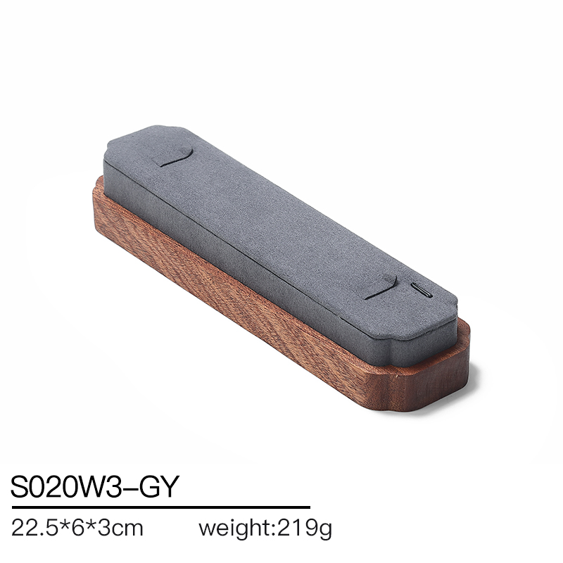 S020 Gray DIGU High Quality Solid Wood with Microfiber Bracelet Earring Necklace Jewelry Display Set