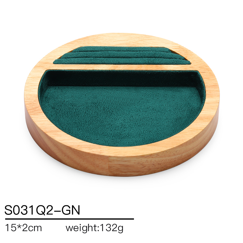 S031 DIGU Jewelry display props made of suede and rubber wood