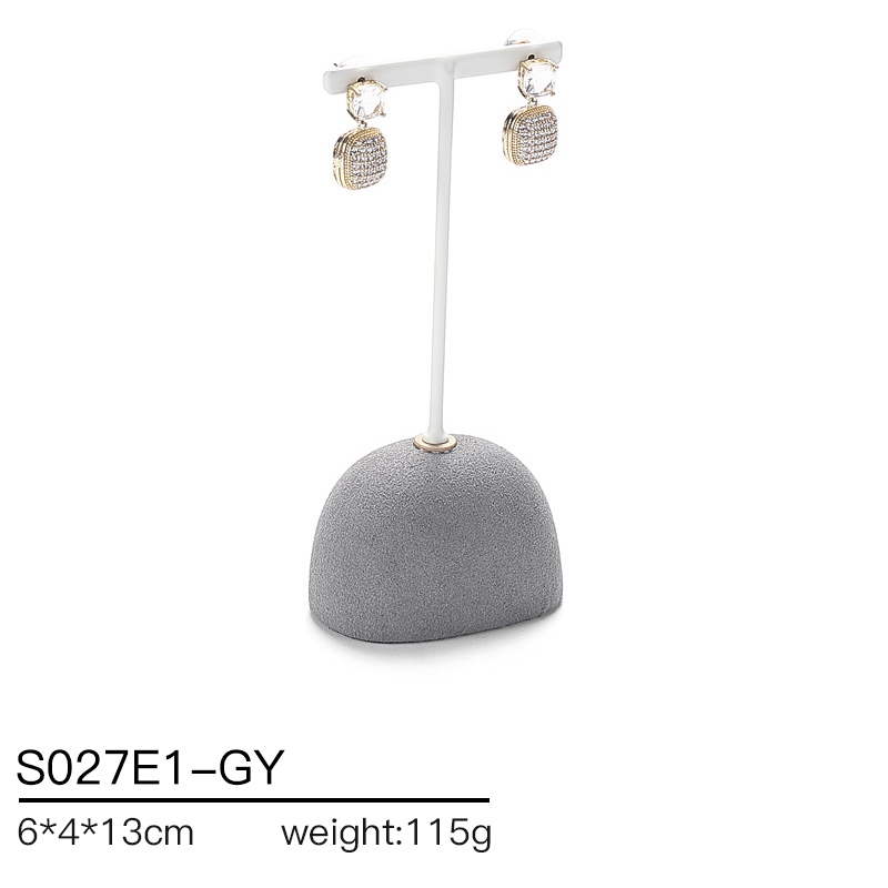 S027 Gray DIGU Handmade Microfiber Ring Bracelet Necklace Earring Holder Stand Jewelry Display Set