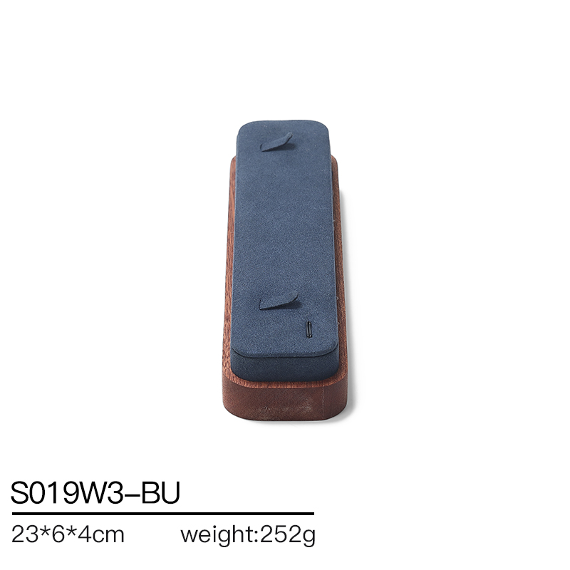 S019 Blue DIGU Handmade Customization Solid Wood Microfiber Jewelry Display Set