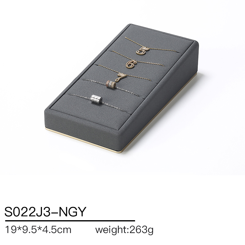 S022 Dark grey DIGU PU Leather Plastic with Metal Luxury Jewelry Display Set for Rings Earrings Necklace