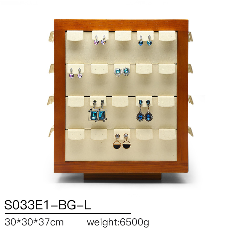 S033 DIGU Custom Handmade Microfiber Wood Jewelry Display Wooden Rack