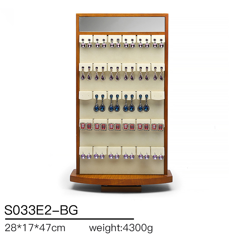 S033 DIGU Custom Handmade Microfiber Wood Jewelry Display Wooden Rack