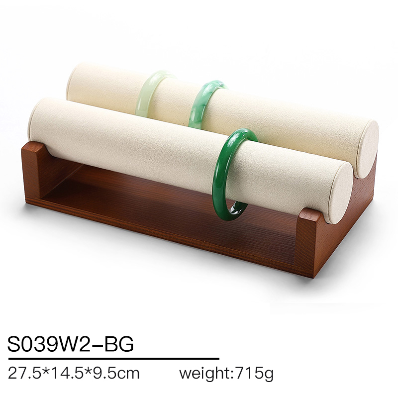 S034 Beige DIGU Handmade Microfiber Wood Jewelry Display Props