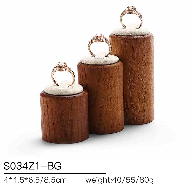 S034 Beige DIGU Handmade Microfiber Wood Jewelry Display Props