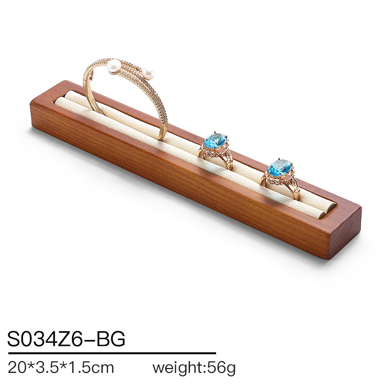 S034 Beige DIGU Handmade Microfiber Wood Jewelry Display Props