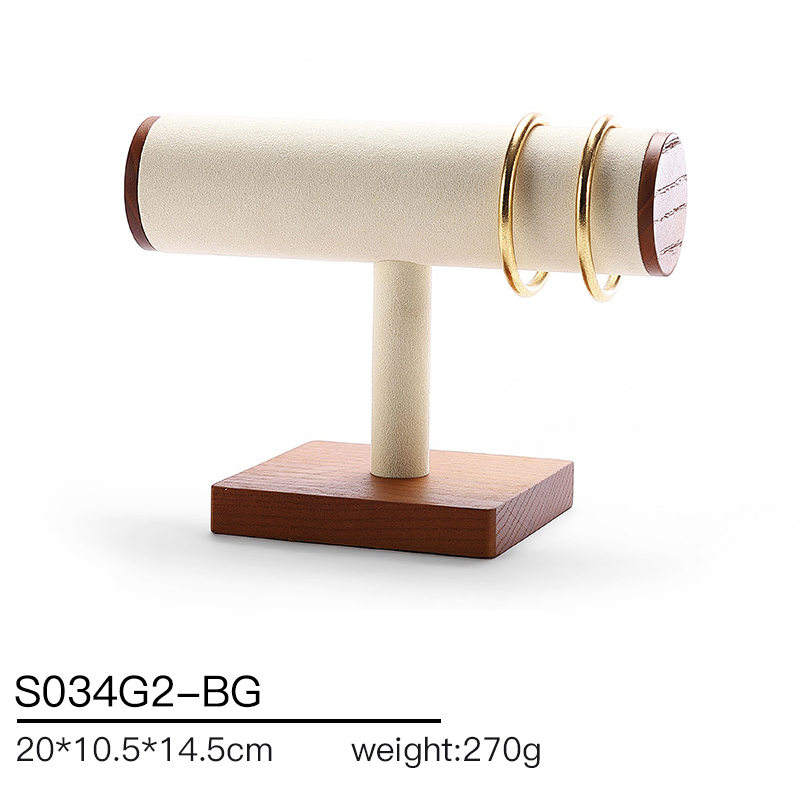 S034 Beige DIGU Handmade Microfiber Wood Jewelry Display Props