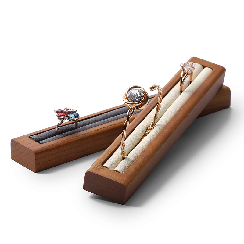 S034 Beige DIGU Handmade Microfiber Wood Jewelry Display Props