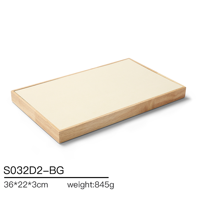 S032 Beige DIGU Handmade Microfiber Wood Jewelry Display Set for Rings Bracelets Necklaces Earrings