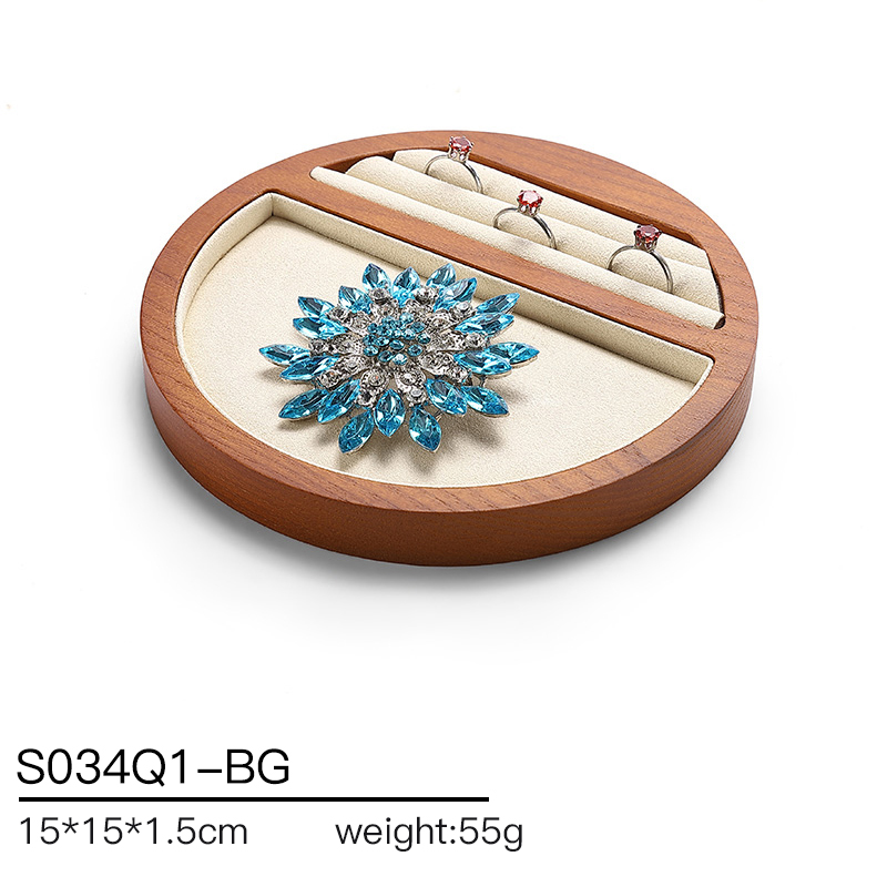 S034 Beige DIGU Handmade Microfiber Wood Jewelry Display Props