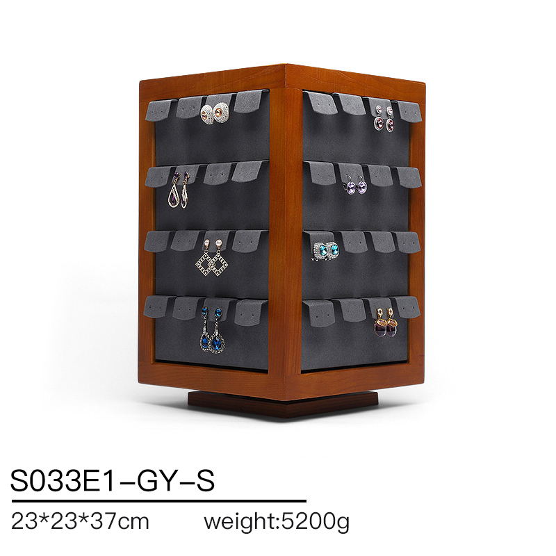 S033 DIGU Custom Handmade Microfiber Wood Jewelry Display Wooden Rack