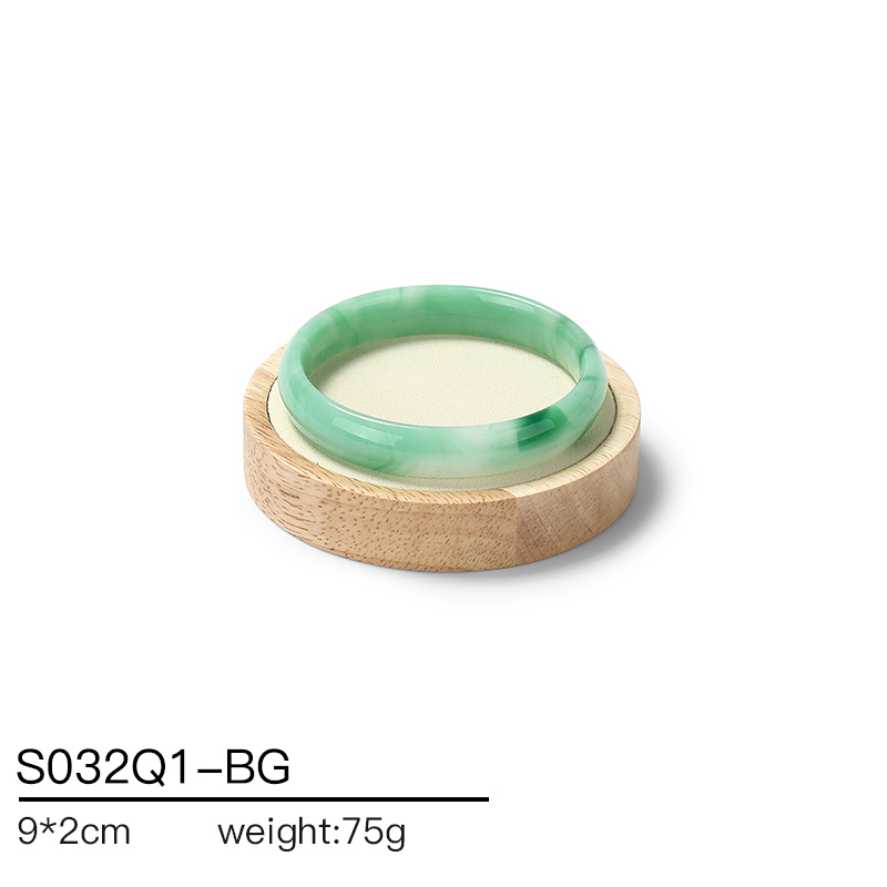 S032 Beige DIGU Handmade Microfiber Wood Jewelry Display Set for Rings Bracelets Necklaces Earrings