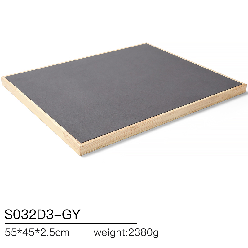 S032 Gray DIGU Handmade Microfiber Wood Jewelry Display Set for Necklace Rings