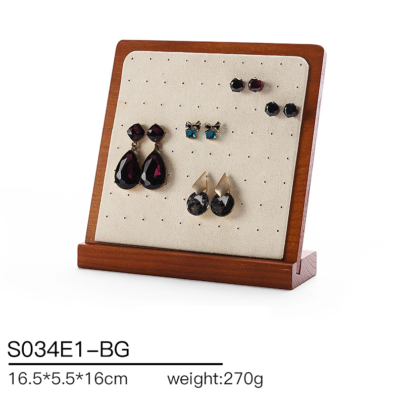S034 Beige DIGU Handmade Microfiber Wood Jewelry Display Props