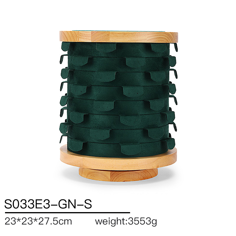 S033 DIGU Custom Handmade Microfiber Wood Jewelry Display Wooden Rack